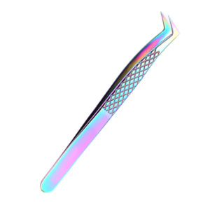 Pince à épiler pour extensions de cils en acier inoxydable à marque privée, pince à épiler en forme de L à 90 degrés, emballage à pointe en fibre, pince à épiler personnalisée pour cils, OEM - Product Image 6