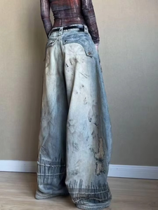 Pantalones Cargo Rectos de Mezclilla de Alta Calidad, Estilo Hip-Hop, con Bordado y Rasgaduras, para Hombre - Product Image 4