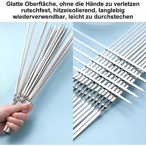 Spiedini per Barbecue Piatti in Acciaio Inossidabile 304 da 33,5 cm, Antiruggine, con Tubo di Stoccaggio in Metallo Grande Capacità 20/40 Pezzi, Accessori BBQ Anti-Rotazione - Product Image 3