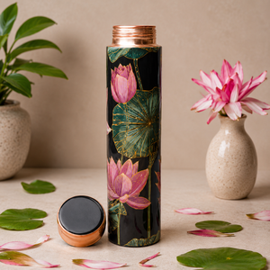 Floral Pattern Copper Thermos Portable Travel <b>Water</b> <b>Bottle</b> with Rose Design and <b>Metal</b> Lid - Product Image 6