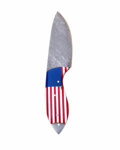 Couteau de cuisine Burraq en acier Damas de qualité industrielle, manche drapeau américain, lame à pointe tombante, bord droit, 9 pouces, personnalisable ODM - Product Image 2