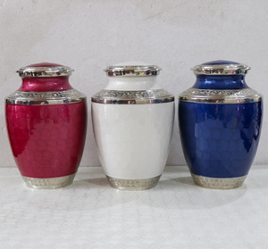 Premium Luxury White Cremation Urn with Silver Trim Petal Pattern Adult <b>Ashes</b> Storage Aluminum Container - Product Image 6