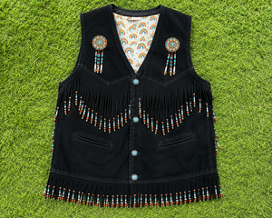 Gilet en daim noir pour homme, style western cowboy, à franges, dernier design, très tendance |   Fournisseur de vestes en cuir artisanales de qualité supérieure - Product Image 5
