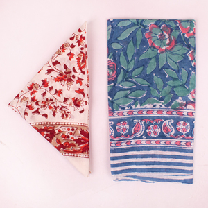 Women's Craftjaipur Hand Block Printed Cotton Square <b>Bandana</b> Head Wrap Floral Pattern All Seasons Multi-Color Fashion Bohemian - Product Image 2