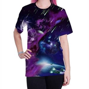 Camiseta de Cuello Redondo y Manga Corta con Estampado Galaxy, Sublimada, Unisex, Corte Regular, Informal, de Poliéster Tejido, Transpirable, para Todas las Temporadas - Product Image 5