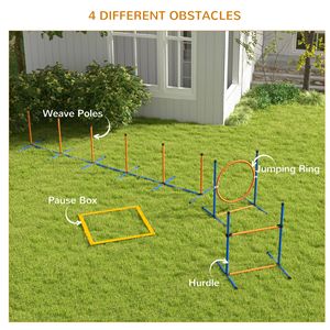Set di Attrezzature per Addestramento Agility Cani Orange Dog, 4 Pezzi: Ostacoli Regolabili, Pali per Weave, Anello da Salto, Pause Box - Product Image 5
