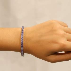 Pulsera de tenis de tanzanita natural, piedra de nacimiento de diciembre, pulsera de plata de ley con gema azul, regalo elegante para mujer - Product Image 5