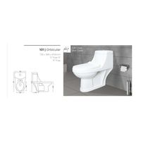 WC monobloc durable 735x380x670mm, design circulaire, céramique blanche, moderne, double chasse, à poser au sol, pour salle de bain, école, usage commercial