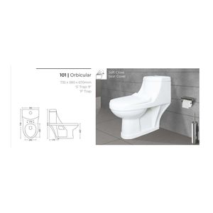Inodoro de Una Pieza Duradero, 735x380x670mm, Diseño Orbicular, Cerámica Blanca Moderna, Doble Descarga, Montaje en Suelo, Uso Comercial y Hotelero - Product Image 2
