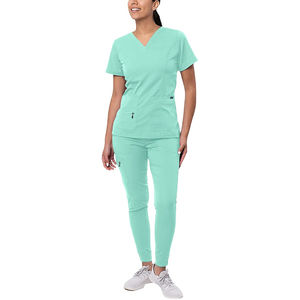 Uniformes Médicos Personalizados para Mujer con Logotipo, Conjunto de Blusa de Manga Corta y Pantalones Jogger, Uniformes de Enfermera al por Mayor - Product Image 1