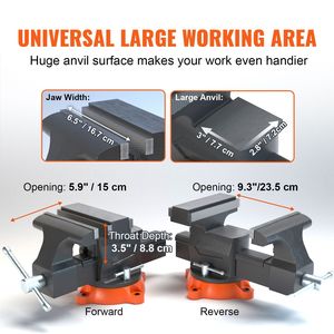 Morsa da banco in ghisa sferoidale da 6,5 pollici con base girevole a 360 gradi e ganasce a doppio movimento - Product Image 2