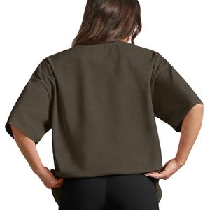 Camiseta Holgada de Algodón Tejido Ecológico para Mujer, Transpirable, Diseño Largo, Estilo Casual, con Logotipo Personalizado, para Verano - Product Image 2