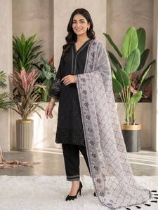 Traje Palazzo Romano Bordado de Calidad de Exportación con Forro y Dupatta de Organza - Product Image 5