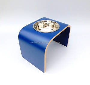 Cuenco de agua y comida de acero inoxidable con soporte de hierro forjado fabricado en la India para mascotas diseño de extremo de madera - Product Image 6