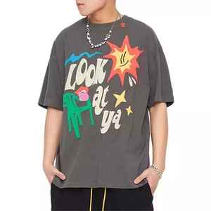 T-shirt unisexe 100 % coton, impression personnalisée en relief, design graphique, streetwear, vêtements imprimés, longueur longue, col rond, vente en gros - Product Image 1