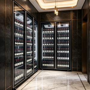 Vitrine réfrigérée verticale de haute qualité à quatre portes vitrées, grande capacité, refroidie par air, pour la présentation de vins - Product Image 5