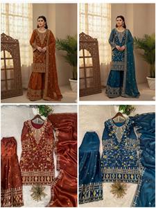 Conjunto de traje Sharara de seda JMY premium con bordado y lentejuelas para mujer, ideal para fiestas. - Product Image 2