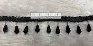 Adorno de Borlas con Pedrería Negra, Poliéster/Algodón, Bordado a Mano, Ecológico, Duradero, 3CM, para Manualidades, Textiles del Hogar y Prendas - Product Image 6