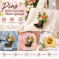 Broches et épingles en émail métallique créatives, motifs chaussures, fleurs, bottes, plantes en pot, lettres, pour badges de revers, bijoux de vêtements, accessoires de sac à dos