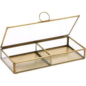 Luxurious Gold Brass Glass Jewelry <b>Box</b> Vintage Clear Display Case Makeup Organizer Decorative Keepsake <b>Box</b> for Home <b>Wedding</b> <b>Box</b> - Product Image 4