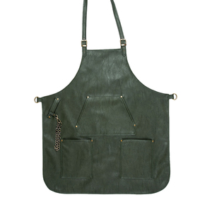 Capa de Peluquería de Cuero, Delantal Marrón Ajustable y Duradero con Bolsillos y Detalle de Cadena - Product Image 5