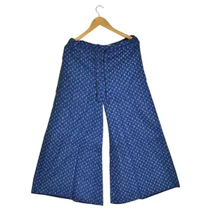 Cotton Pants Trousers Block Printed Wide Flare Indian Harem Women Sexy Ankle-length Woven