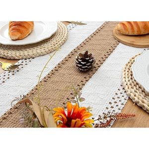 Runner da Tavolo in Macramè e Iuta Stile Boho Chic da 183 cm con Nappe, Decorazione Rustica per la Casa e la Tavola - Product Image 4