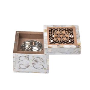 Brûleur Mabkhar incrusté de nacre, design treillis arabe, haute qualité, incrustation Sadaf, Bakhoor religieux toutes saisons, vente chaude - Product Image 1