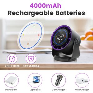 Ventilatore da Tavolo Ricaricabile Mini con 100 Velocità, Alimentato a Batteria, Montabile a Parete, Angolo di Inclinazione 120 Gradi, Portatile per Casa e Ufficio - Product Image 4