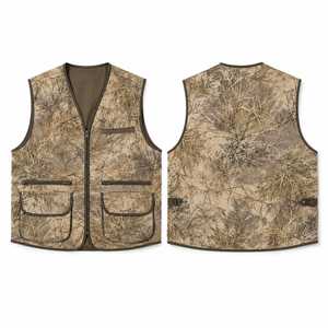 Gilet de chasse décontracté pour homme MEGAMAPLE, imprimé camouflage, manches longues, softshell respirant en polyester, vêtements d'extérieur pour l'été - Product Image 1