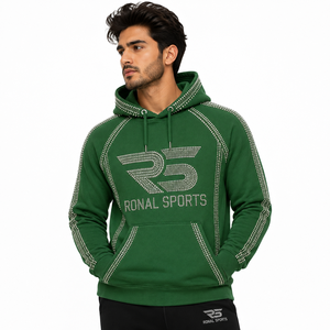 Custom Autumn Oversized Cotton <b>Jacket</b> Crystal Streetwear Baggy Applique Patch Rhinestone Pullover <b>Denim</b> Hoodie for <b>Men</b> - Product Image 3