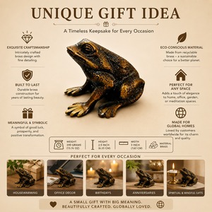 SHUBHAM Custom <b>Gold</b>-Plated Brass Frog Figurine UV Printing Polished Amphibian <b>Statue</b> Feng Shui Animal Ornament for Home Decor - Product Image 2