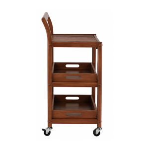Modern Solid Teak Wood <b>Serving</b> <b>Trolley</b> Rolling Cart Home Kitchen Restaurant Cafe Furniture - Product Image 6