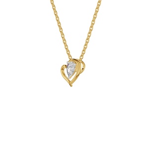 Collier pendentif cœur pour femme, plaqué or 18 carats, diamant taille poire serti griffe, chaîne maille forçat, romantique, pour usage quotidien - Product Image 2