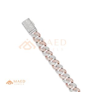 Diamond Shape Cuban Link Moissanite Bracelet Rose Gold Fine Chain Link Bracelet Luxury Jewelry Gift for <b>Men</b> US - Product Image 5