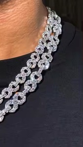 Cadena cubana de diamantes de lujo, chapada en oro blanco, plata de ley S925, con diamantes de moissanita, estilo hip hop, para unisex. - Product Image 6