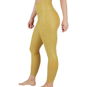 Leggings de yoga en cuir pour femmes, taille mi-haute, décontractés, sur mesure, 2025, fermeture élastique à la taille, motif uni, vente en gros - Product Image 1
