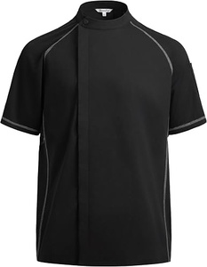Chaqueta de Chef Negra de Manga Corta para Hombre, Poliéster Tejido, Cierre de Botones, Uniforme para Camareros, Uso en Restaurantes y Bares - Product Image 2