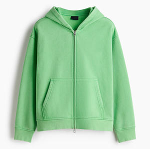 Sudadera con capucha para hombre de alta calidad con logotipo personalizado, cremallera completa, corte ajustado, tejido de jersey, efecto lavado, con cordón, estilo casual - Product Image 5