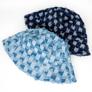 Sombrero de Pescador a Cuadros de Mezclilla Azul Desgastado de Diseñador de Moda al por Mayor para Hombres y Mujeres - Product Image 5