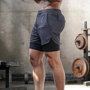 Custom Logo Men's Double <b>Layer</b> Blank Sports Athletic Workout Running Gym Shorts With Liner Breathable 2 In 1 Activewear Shorts - Product Image 2