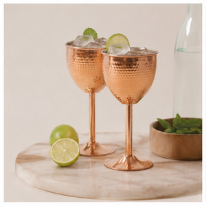 Juego de 2 Copas de Cobre Puro Forjado a Mano, Copas de Vino de Lujo para el Hogar, Bar o Fiestas, Elegante Vajilla Metálica, Venta al por Mayor de Fábrica - Product Image 2