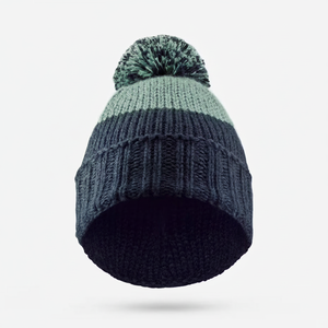 Bonnet d'hiver tricoté à pompons rayés et brodés, avec revers côtelé, en acrylique doux, unisexe, décontracté, pour activités de plein air, cyclisme, ski - Product Image 1