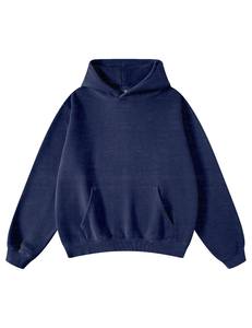 Men's <b>Navy</b> Blue Woven Hooded <b>Sweatshirt</b> Regular Fit Casual Solid Color Pocket Hoodie Autumn Wear Custom Print Digital Printing - Product Image 5
