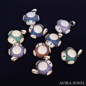 Moissanite Diamond Hip Hop <b>Pendant</b> <b>Necklace</b> Solid Sterling <b>Silver</b> 925 Yellow Rose Gold Plated Unisex Design for <b>Men</b> and Women - Product Image 2