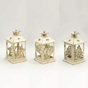 Juego de Faroles de Metal Blanco Vintage, Faroles Decorativos con Recortes, Faroles Colgantes para Interiores y Exteriores, Decoración para Bodas y Hogar - Product Image 1