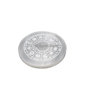 Hermosa Placa de carga de selenita con diseño Yantra, selenita blanca Natural, forma redonda, cristales curativos de alta calidad - Product Image 5