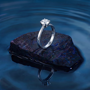 Anillo de Compromiso Solitario con Diamante Cultivado en Laboratorio, Corte Redondo, Oro Blanco, Anillo de Promesa Minimalista, Joyería Fina Clásica para Novia, Regalo - Product Image 6