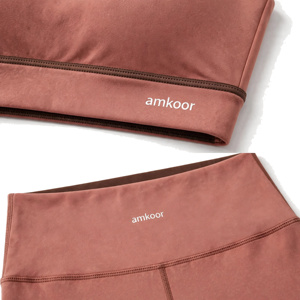 Amkoor Ensemble de yoga 2 pièces pour femme : Soutien-gorge de sport dos nageur et Legging taille haute longueur intégrale, couleur unie, sans couture, extensible dans les quatre sens - Product Image 6