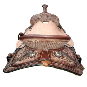 FAB LEATHERS Selle Western de roping en cuir véritable, style logo personnalisé, faite à la main, avec arceau en fibre de verre et quincaillerie en SUS304/nickelé pour - Product Image 3